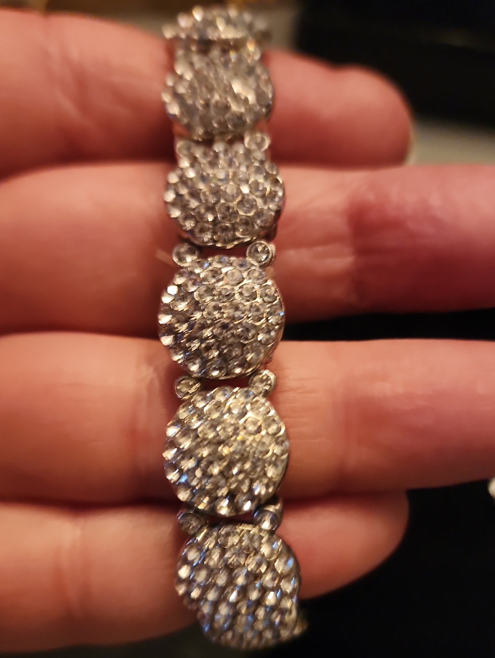 Crystal Pave Round Link Bracelet - Silver Sparkle
